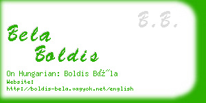 bela boldis business card